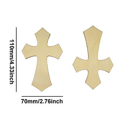 Honbay 30PCS Cross Shaped Unfinished Wood Cutouts Wooden Pieces for Craft DIY Projects Sunday School Church and Home Decoration