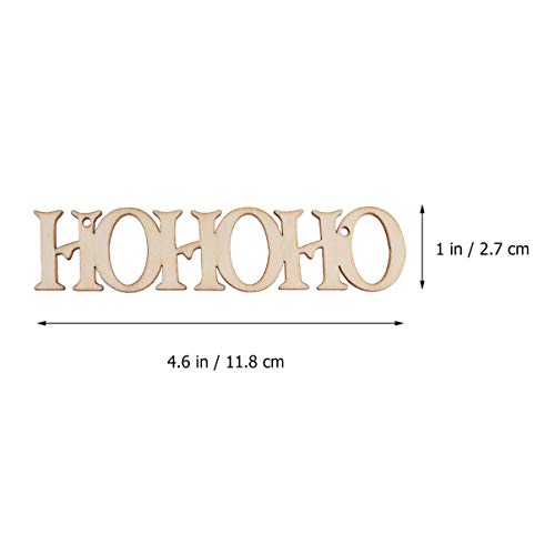 Amosfun 20pcs Unfinished Wood Ornament Wood Letter Ho Cutout Pieces DIY Craft Pendant for Xmas Tree Festive Hanging Decoration Amosfun