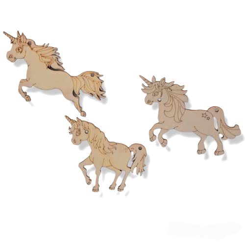 3 Pieces Unicorn Wood Cutout Shapes for Crafts, Unfinished Wood Crafts, Wood Planks for Crafts, Wood Shapes, Craft Wood, Home and Room Decor, Sign - WoodArtSupply