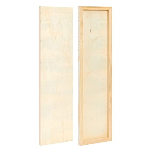 4 Pack Unfinished Wood Panels for Painting, DIY, Arts and Crafts, Deep Cradle Boards, 6x23 Inch Wood Canvas, Blank Wooden Sign for Wall, Home,