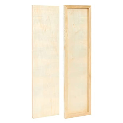 4 Pack Unfinished Wood Panels for Painting, DIY, Arts and Crafts, Deep Cradle Boards, 6x23 Inch Wood Canvas, Blank Wooden Sign for Wall, Home,