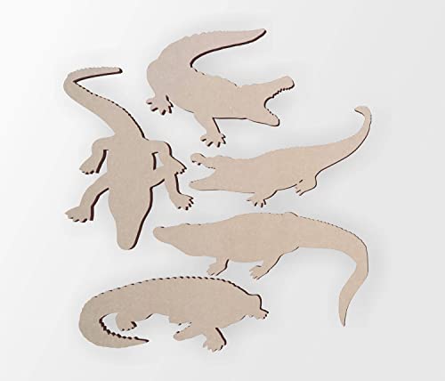 Wooden Alligator Silhouette Cutouts (5 Pack)- Cutout- Safari Decor Reptile Decor, Kids Crafts- Unfinished and Available 12 to 36 Inches - WoodArtSupply