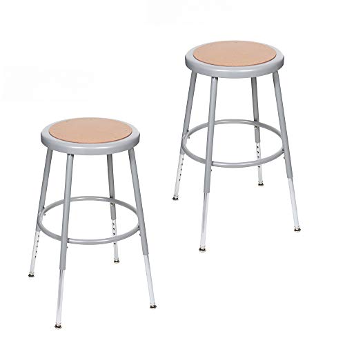 OEF Furnishings (2 Pack) Height Adjustable Grey Shop Stool, 18-27" High OEF Furnishings