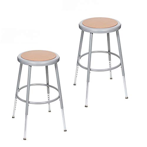 OEF Furnishings (2 Pack) Height Adjustable Grey Shop Stool, 18-27" High - WoodArtSupply