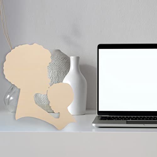 SEWACC Mother's Day Wood Chips African Woman Face Cutouts DIY Wooden Template House Ornaments Silhouette Wreath Template Black Man Gifts Unfinished SEWACC