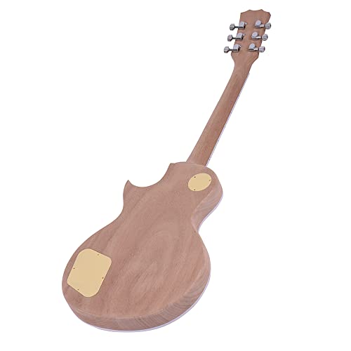 HHOP LP Style Unfinished Electric Guitar DIY Kit Set Mahogany Body & Neck Rose Wood Fingerboard - WoodArtSupply