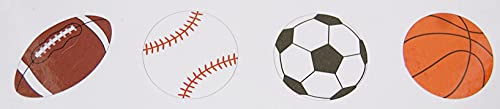 Craft Supply Sports Balls Painted Wood Cutout Shapes - 4 Mini Pieces - Football, Baseball, Soccer Ball, and Basketball Multi Craft Supply