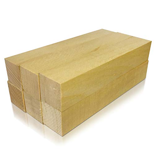 6 Pack Extra Long Basswood Blocks 12 X 2 X 2 Inches Premium Unfinished Soft Wood Blocks for Carving and Whittling JulArt