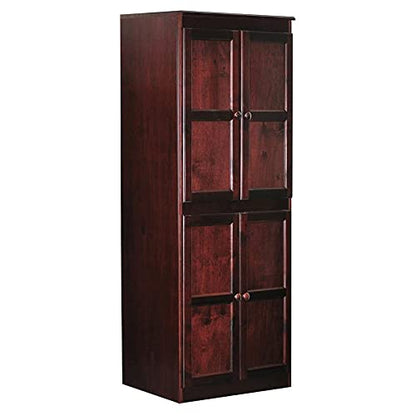 Bowery Hill Traditional 72" Wood Storage Cabinet with 5-Shelves in Cherry