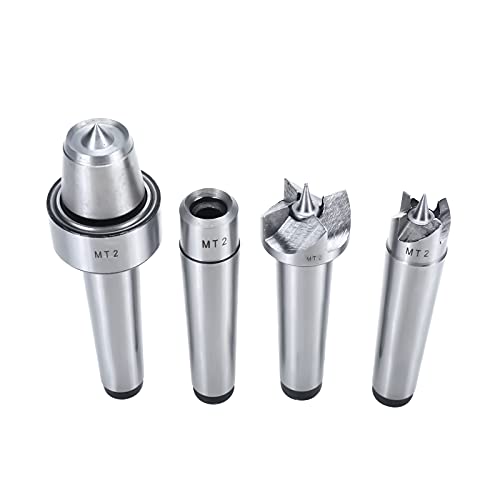 BTSHUB 4Pcs MT2 Wood Lathe Live Center Set Drive Spur Cup for Woodworking Machines BTSHUB