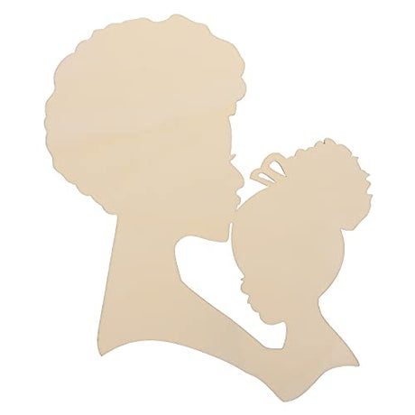 Mother's Day Wood Chips Wood Africa Women tag Unfinished Wood Cutout House Gifts Mother Gifts DIY Gift Wreath Head Hand Decor Silhouette Head Crafts rosenice