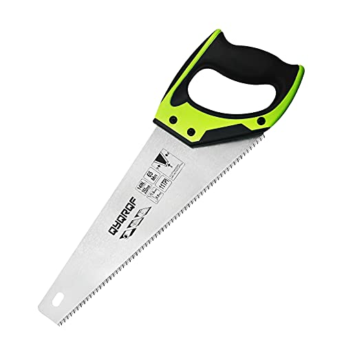 14 in. Pro Hand Saw, 11 TPI Fine-Cut Soft-Grip Hardpoint Handsaw Perfect for Sawing, Trimming, Gardening, Cutting Wood, Drywall, Plastic Pipes, Sharp QYQRQF