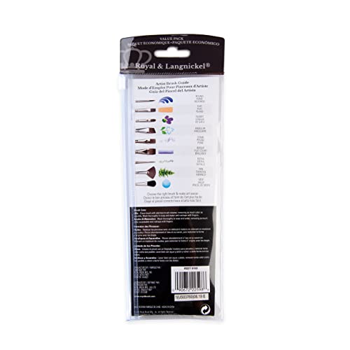 Royal Brush Manufacturing Royal and Langnickel Zip N' Close 7-Piece Brush Set, Taklon Filbert Royal Brush Manufacturing Company