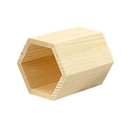 Cregugua 6 Pieces 4 Inch Wooden Pen Holder Hexagon shaped Unfinished Wood Pencil Holder for DIY Crafts Projects (3x3x4 Inches) Cregugua