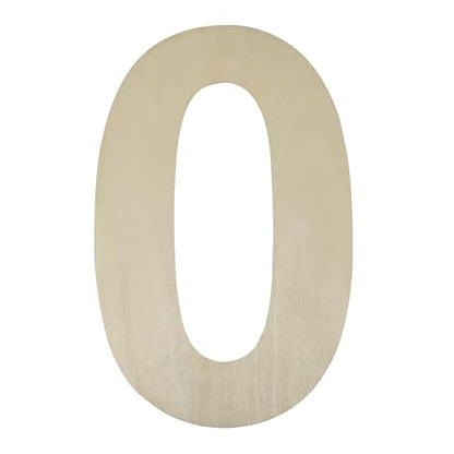 17 Inch Large Wooden Number 0, 1/4 Inch Thick Unfinished Blank Wood Number Slice Sign Board for Wall Decor, Craft, DIY Project, Birthday Wedding - WoodArtSupply