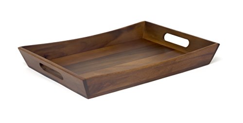 Lipper International Acacia Curved Serving Tray, 19.88" x 14" x 2.5" - WoodArtSupply