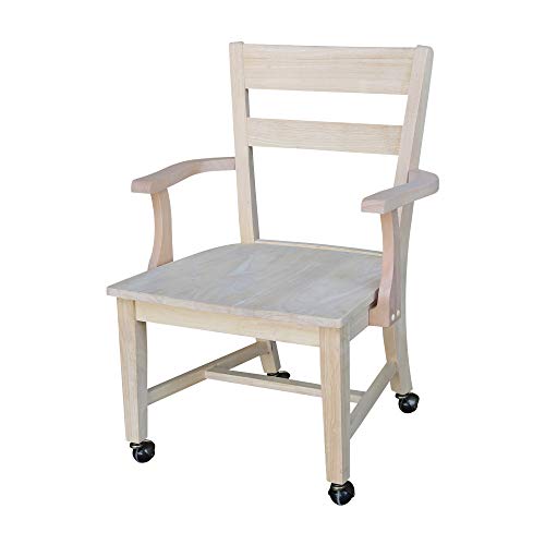 International Concepts Dining Chair with Casters, Unfinished IC International Concepts