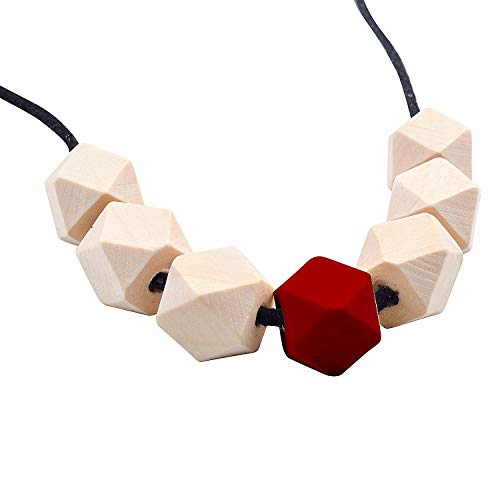 Jdesun 60 Pieces Geometric Shape Wood Beads, 0.55 Inches Unfinished Wooden Spacer Beads Craft Balls for DIY Arts Projects Jewelry Making Jdesun