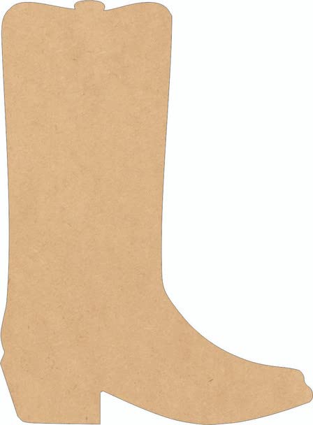 MDF Cowboy Boot 10" Cutout, Unfinished Wood Paintable Western DIY Craft MDF 1/8"