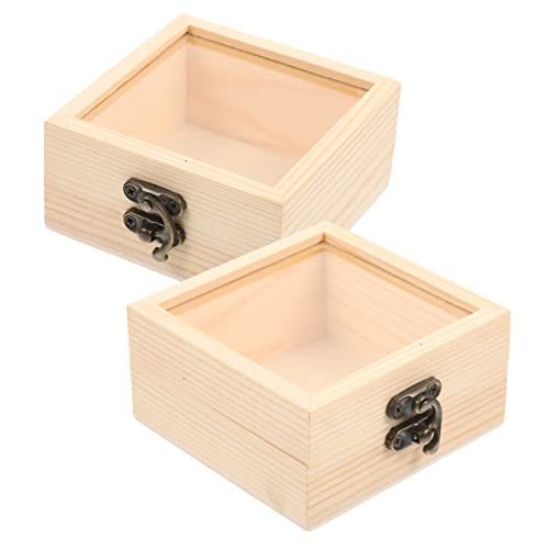 COHEALI 4 pcs moisennette Jewelry Treasure Box hinged Cover Container European Style Glass Wooden Storage Bins Bracelet Holder Treasure Chest Wedding COHEALI