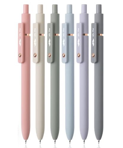 Mr. Pen- Retractable Gel Pens with Rose Gold Ring and Ball, 6 Pack, Morandi Barrels, Japanese Black Gel Pens, Fast Dry, Gel Pens Fine Point 0.5mm, - WoodArtSupply