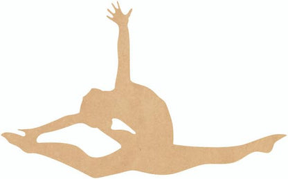 Wooden Dancer Doing Splits 6" Cutout, Unfinished Wood Wall Hanging MDF 1/8" Sports Shape