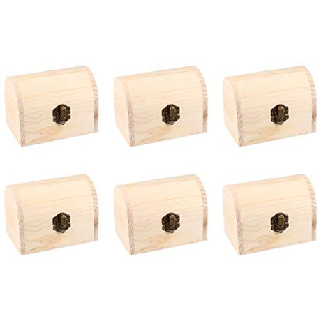 6PCS Unfinished Wooden Box Vintage Storage Box Decorative Lock Case DIY Clay Craft Graffiti Paint Your Own for Home Shop Adults (Small Size) SUPVOX