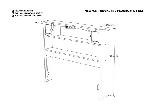 Atlantic Furniture R-185834 Newport Bookcase Headboard Full Walnut - WoodArtSupply