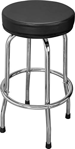 Torin ATRP6185B Swivel Bar Stool: Padded Garage/Shop Seat with Chrome Plated Legs, Black Torin