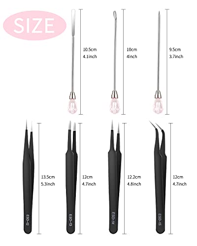 11 Pcs Resin Spoon Tools Kit-Metal Stir Sticks Resin Spoons Poke Needle with Anti-Static Stainless Steel Precision Tweezers Set for Resin MSDADA