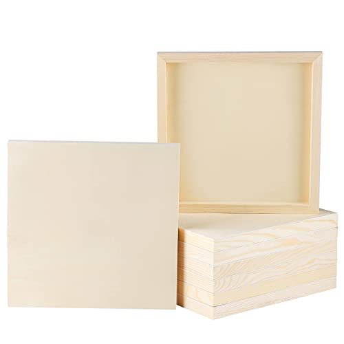 ADXCO 8 Pack Wood Panels 10 x 10 Inch Unfinished Wood Canvas Wooden Panel Boards for Painting, Pouring, Arts Use with Oils, Acrylics