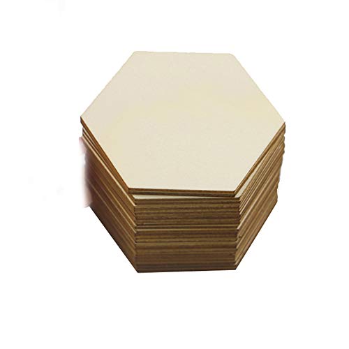 A Pack of 25pcs Unfinished Wood Hexagon Wood Shape Beech Wood Ornament for DIY Crafts, Pyrography, Painting, Writing, Photo Props and Decorations - WoodArtSupply