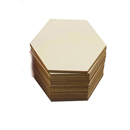 A Pack of 25pcs Unfinished Wood Hexagon Wood Shape Beech Wood Ornament for DIY Crafts, Pyrography, Painting, Writing, Photo Props and Decorations