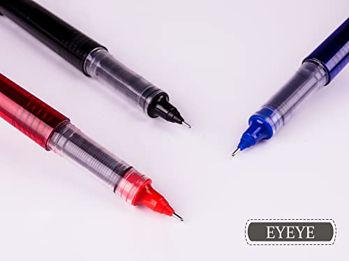 EYEYE Liquid Ink Roller Ball Pens Fine Point, 4 Blue 8 Black 4 Red 16 Pcs Extra Fine Rollering Pen, 0.5mm Needle Nib, Free Ink Roller, Rollerball EYEYE