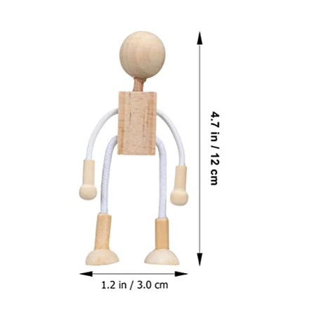 Milisten 6pcs Wooden Peg Dolls, Unfinished Wooden Figures People Doll Robot Unfinished Bodies Figures, Adjustable Peg Dolls for DIY Painting Arts Milisten