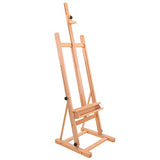 U.S. Art Supply Medium Wooden H-Frame Studio Easel with Artist Storage Tray - Mast Adjustable to 96" High, Holds Canvas to 48" - Sturdy Beechwood US Art Supply