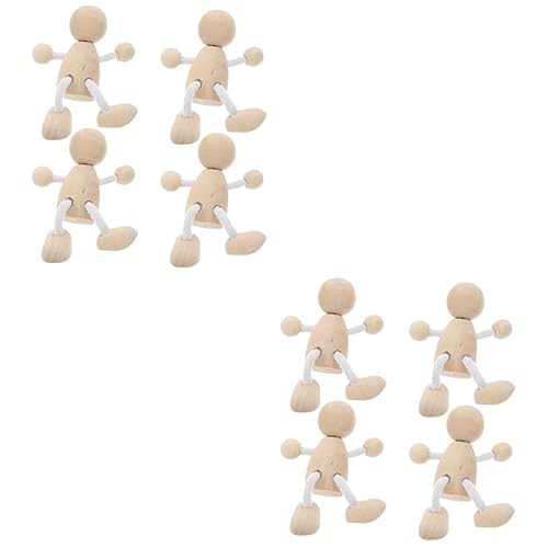 Tofficu 8 Pcs Wooden Figures Unfinished Peg People Wooden Jointed Figure Unfinished Wooden Figurines Wooden Peg People Wood Human Figure Model DIY Tofficu
