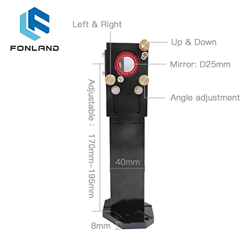 FONLAND CO2 Laser Head Set for Focusing Lens D18 FL38.1& D20 FL50.8/63.5/101.6mm Reflection Mirror 25mm for Laser Engraving Cutting Machine FONLAND