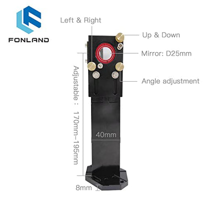 FONLAND CO2 Laser Head Set for Focusing Lens D18 FL38.1& D20 FL50.8/63.5/101.6mm Reflection Mirror 25mm for Laser Engraving Cutting Machine - WoodArtSupply