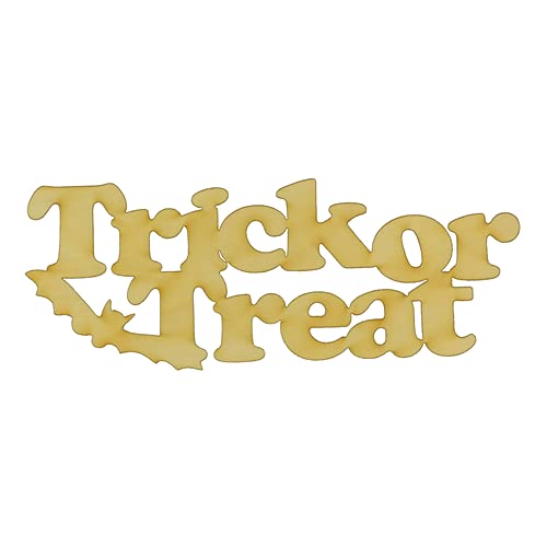 Woodcrafter Package of 1, Medium 8 x 3 x 18 Baltic Birch Plywood Trick Or Treat Sign Wood Cutout for Halloween Art and Craft Project, Made in USA - WoodArtSupply