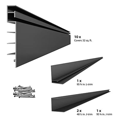 Proslat 88105 Heavy Duty PVC Slatwall Garage Organizer, 8-Feet by 4-Feet Section, 10 Panels, Charcoal (Dark Grey)