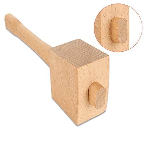 DIRBUY 2 Pcs Wooden Mallet - 9.6 Inch Wooden Mallet Woodworking - 7oz Soild Beech Wood Mallet - Wood Carving Mallet Suitable for Damage-Free Striking