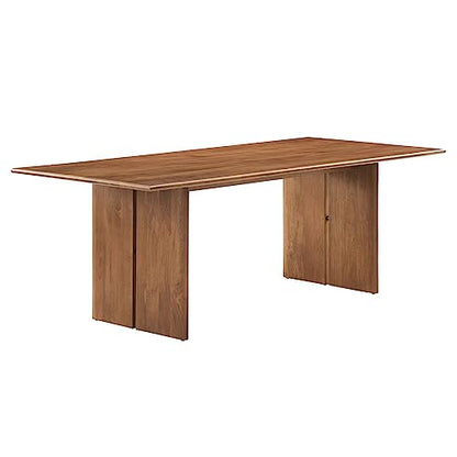 Modway Amistad 86" Solid Wood Modern Farmhouse Rectangular Dining Table in Walnut