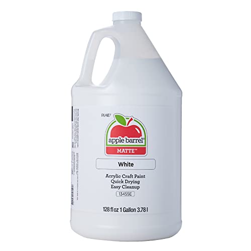 Apple Barrel White One Gallon (128 fl oz), Matte Finish Color, Drawing & Art Supplies, DIY Arts and Crafts Acrylic Paint, 1 Gallon (Pack of 1) Apple Barrel