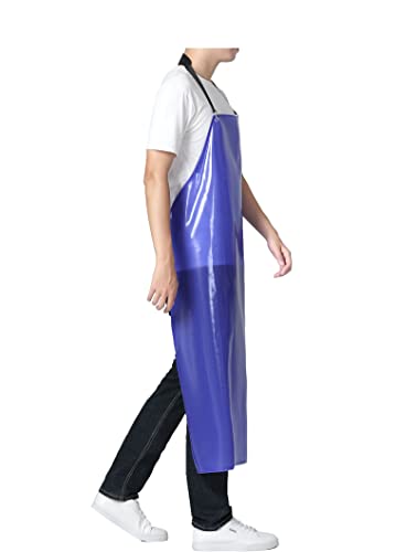 Jaspfct Waterproof Plastic Aprons - Chemical Resistant Work Apron,best for Kitchen, Cooking, Cleanning,Dog Bather,Dishwasher MD006-Bluethick Jaspfct