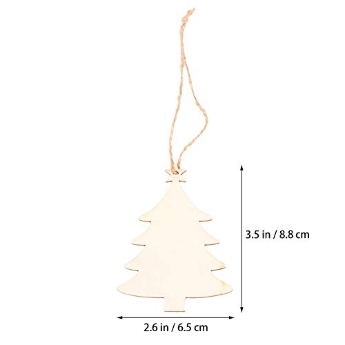 LEBERY 50pcs Wooden Christmas Ornaments Natural Wood Slices Unfinished Predrilled Wooden Crafts to Paint Christmas Tree Hanging Ornaments Wood - WoodArtSupply