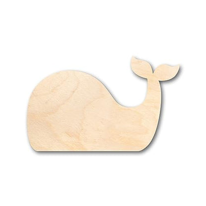 Unfinished Wood Simple Whale Shape - Craft - up to 36" DIY 10" / 3/4" - WoodArtSupply