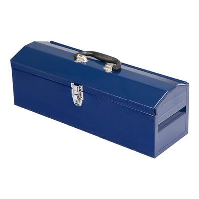 TCE ATB101U-1 Torin Portable Steel Tool Box: 19" Hip Roof Style with Metal Latch Closure and Removable Storage Tray, Blue