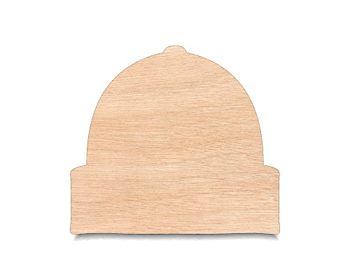 Unfinished Wood for Crafts - Beanie Hat Shape - Large & Small - Pick Size - Unfinished Cutout Shapes DIY Snowman Decoration Winter Hat Sledding Cold