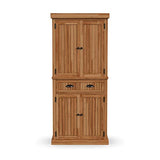 Homestyles Nantucket Storage Cabinet Kitchen Pantry with Drawers and Adjustable Shelves, 71.5 Inch Height, Natural Brown Maple Finish homestyles